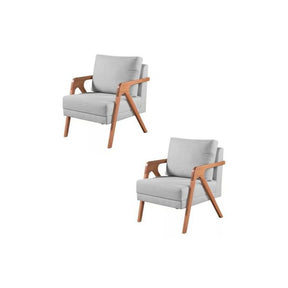 Kit 2 Poltronas Mona Linho Cinza - Kimi Design Cinza