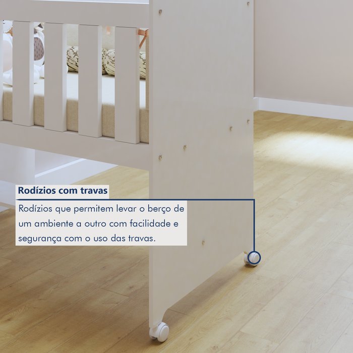 Mini berço 100% MDF com Colchão Yescasa Branco