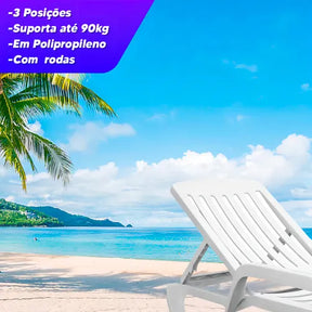 Kit 2 Espreguiçadeiras Dobravel Pitangui Plástico Cor Branca Cor Branco
