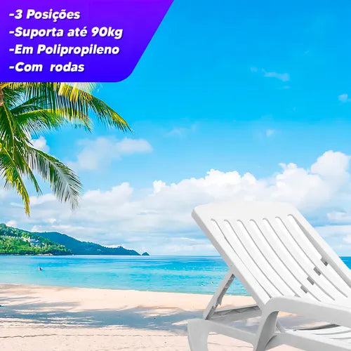 Kit 2 Espreguiçadeiras Dobravel Pitangui Plástico Cor Branca Cor Branco