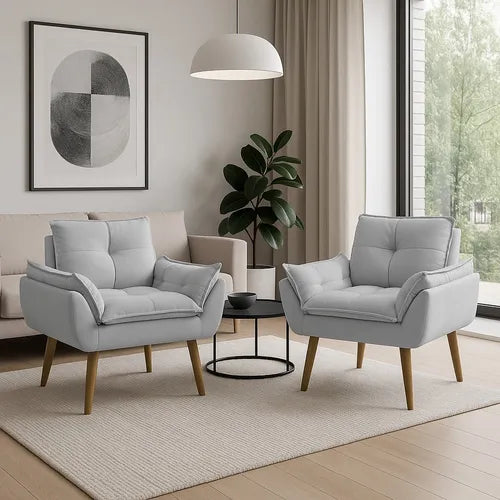 Kit 2 Poltrona Decorativa Opala Sala De Estar Recepção Suede