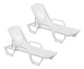 Kit 2 Espreguiçadeiras Dobravel Pitangui Plástico Cor Branca Cor Branco