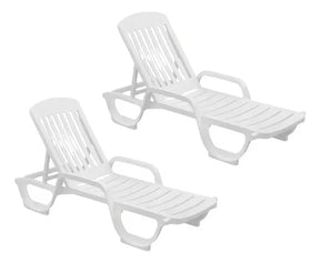 Kit 2 Espreguiçadeiras Dobravel Pitangui Plástico Cor Branca Cor Branco