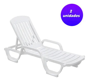 Kit 2 Espreguiçadeiras Dobravel Pitangui Plástico Cor Branca Cor Branco