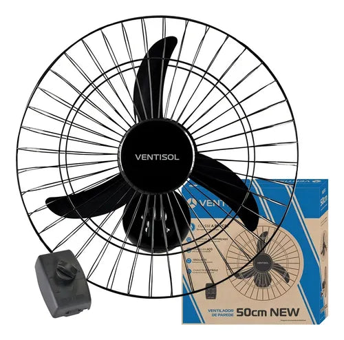 Ventilador de Parede Ventisol 50cm | Potência 130W, 3 Pás, Oscilante, Silencioso e Resistente