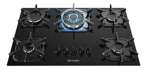 Cooktop Mueller 5 Bocas Preto | Tripla Chama, Design Moderno e Máxima Potência 127/220V