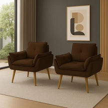 Kit 2 Poltrona Decorativa Opala Sala De Estar Recepção Suede