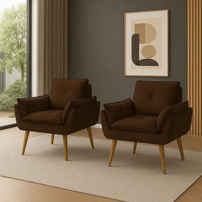 Kit 2 Poltrona Decorativa Opala Sala De Estar Recepção Suede