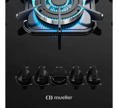 Cooktop Mueller 5 Bocas Preto | Tripla Chama, Design Moderno e Máxima Potência 127/220V
