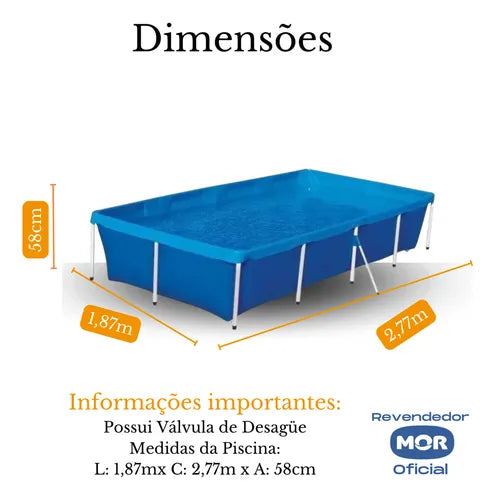Piscina Retangular 3000 Litros Estruturada Mor Cor Azul