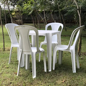 Conjunto De Mesas E Cadeiras De Plástico 182kg Branco