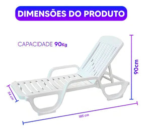 Kit 2 Espreguiçadeiras Dobravel Pitangui Plástico Cor Branca Cor Branco