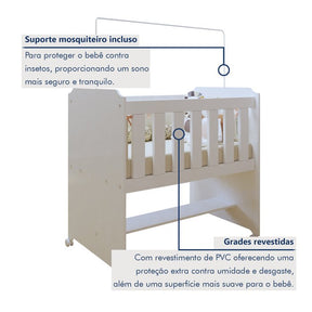 Mini berço 100% MDF com Colchão Yescasa Branco