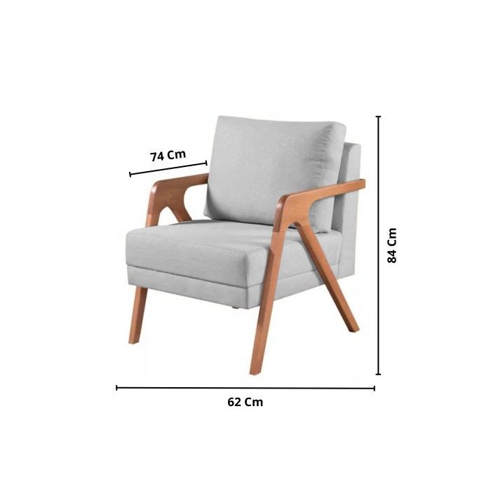 Kit 2 Poltronas Mona Linho Cinza - Kimi Design Cinza