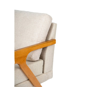 Kit 2 Poltronas Decorativa Mona Luxo Linho Bege Claro e Base Madeira Maciça Bege Claro