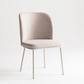 Cadeira Tati com Base Fixa de Aço com Pintura Epóxi Champagne Tecido Linho Braque 04 Cinza