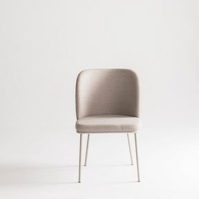 Cadeira Tati com Base Fixa de Aço com Pintura Epóxi Champagne Tecido Linho Braque 04 Cinza