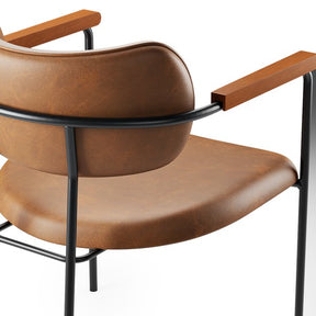 Cadeira Flora Com Base Em Metal Epóxi Preto Braço Em Madeira Courissimo Conhaque CONHAQUE